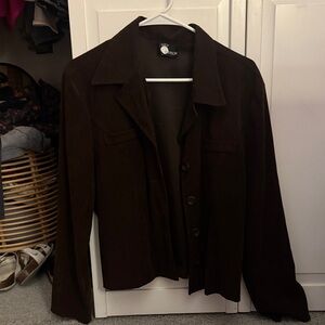 First Option Dark Brown Suede Blazer Jacket